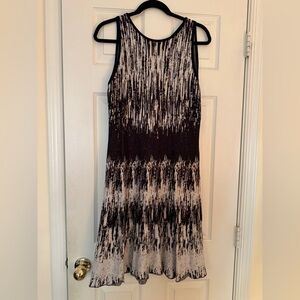 NIC+ZOE Black and White Patterned Midi Dress